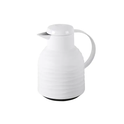 Emsa Isolierkanne Samba Wave N4011500 | Thermoskanne 1L | Quick-Press | 12h heiß | 100% dicht | weiß