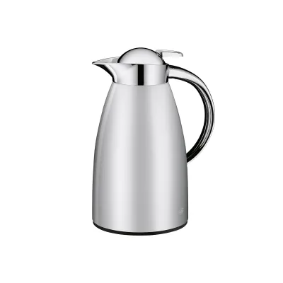 ALFI Isolierkanne Signo 1,0l | Edelstahl/Glas | AromaSafe | hält 12h heiß, 24h kalt | Drucktaste | satin silber