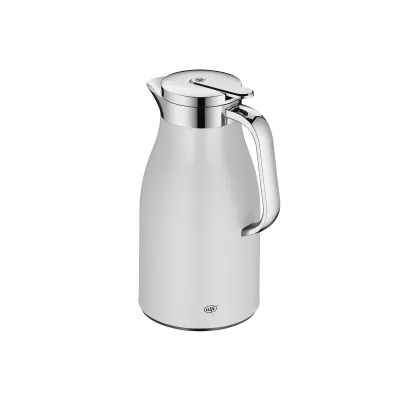 alfi Isolierkanne SKYLINE 1,0l 1321294100 | Thermokanne Edelstahl Hartglaseinsatz | 12h heiß 24h kalt | Silver Lining