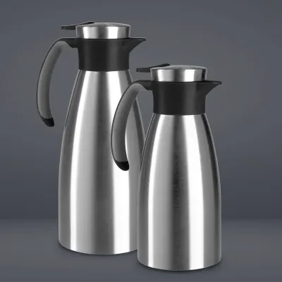 Emsa Isolierkanne Soft Grip N4120600 | 1,5L Edelstahl doppelwandig | 12h heiß | auslaufsicher | rutschfest | puderrosa