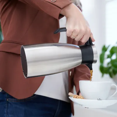 Emsa Isolierkanne Soft Grip N4120300 | 1L Edelstahl doppelwandig | Auslaufsicher | Rutschfester Griff | Puderrosa