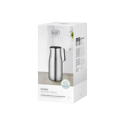 alfi Isolierkanne Studio TT | Thermoskanne 1,5l Edelstahl matt | 20h heiß | BPA-frei | spülmaschinenfest | silber