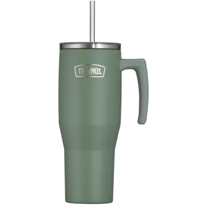 Thermos Isolier-Trinkbecher RS 4140355110 | 1,1l Edelstahl doppelwandig | Vakuumisoliert | Strohhalm & Griff | Grün