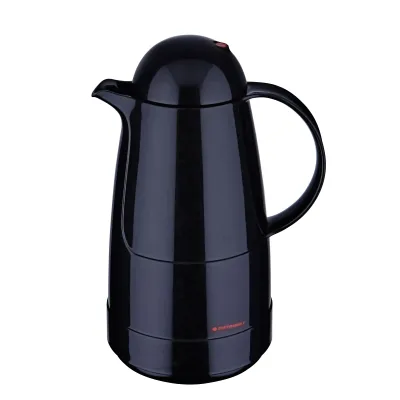 ROTPUNKT Isolierkanne Christine 200 | Thermoskanne 0,5L Kaffee Tee | hält 24h heiß | Glas-Einsatz BPA-frei | Schwarz
