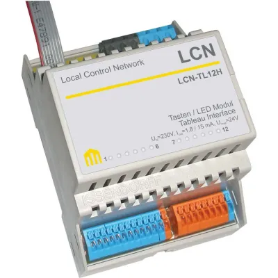 ISSENDORFF Tableau-Adapter LCN-TL12H | 8 Tastereingänge | 12 LED-Ausgänge | REG | 12–24V | IP20 | Bussystem-Binäreingang