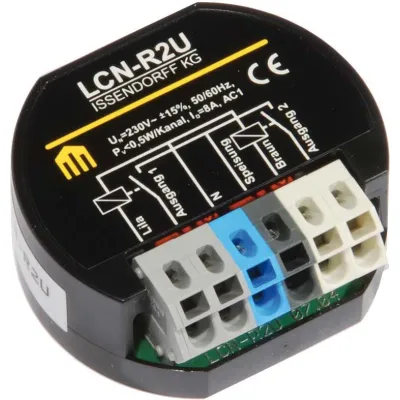 Issendorff Relaismodul LCN-R2U | 2-fach Schaltaktor Unterputz | 8A 230V | für LCN-UPP | IP20 | brummfrei | Bussystem