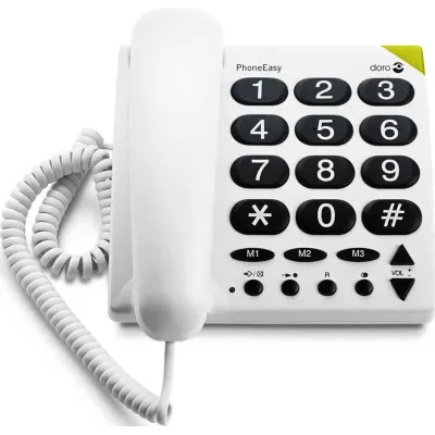 Doro PhoneEasy 311c | Großtastentelefon schnurgebunden | 3 Direktwahltasten | hörgerätekompatibel | weiß
