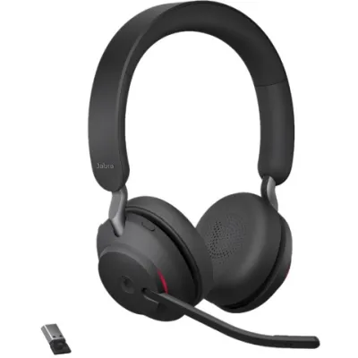 Jabra Evolve2 65 Headset | Kabellos Bluetooth | Noise Cancelling | MS Teams zertifiziert | USB-A Dongle | Schwarz