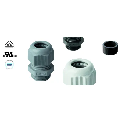 JACOB Kabelverschraubung PA7001L PERFECT | M25x1,5 | IP68 | Polyamid | Zugentlastung | 15 mm Gewinde | silbergrau