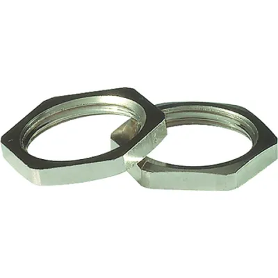 JACOB Gegenmutter M20x1,5 50.220 M | Messing vernickelt | sechseckig | metrisch | schlagfest | halogenfrei