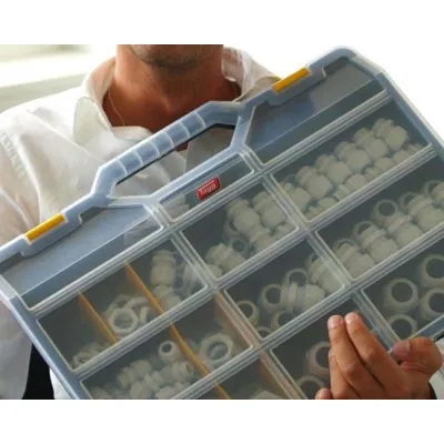 Jacob Montagekoffer VF2 | Kabelverschraubung Sortiment M16/M20/M25/M32 | inkl. Gegenmuttern | Kunststoffkoffer