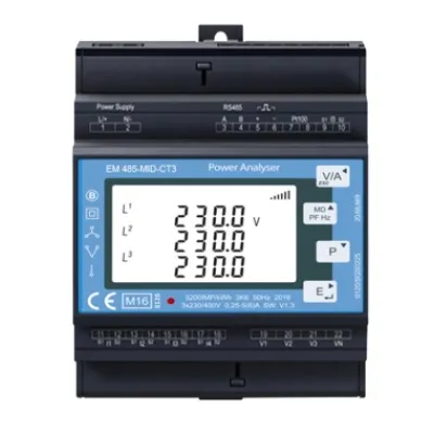 Janitza Elektrizitätszähler EMD 485-CT3-A | MID | 3-phasig | Modbus RTU | Hutschiene | 1/5A | RS485 | 2 Tarife