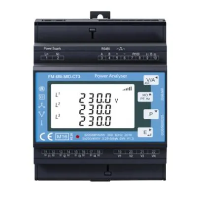 Janitza Elektrizitätszähler EMD 485-CT3-A | MID | 3-phasig | Modbus RTU | Hutschiene | 1/5A | RS485 | 2 Tarife