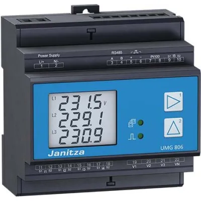 Janitza UMG 806 (UL) Energiemessgerät | modular | 3-Phasen | DIN-Schiene | RS485 Modbus RTU | 5A | IP20