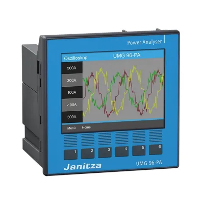 Janitza UMG 96-PA Energiemessgerät 5232001 | 3-phasig | 90-277V AC/DC | RS485 Modbus | 8MB | 96x96mm | Farbdisplay