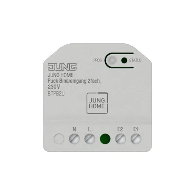 JUNG HOME Puck Binäreingang BTPB2U | 2-fach | Unterputz | 230V AC | LED-Anzeige | Bluetooth Mesh | bidirektional | IP2X