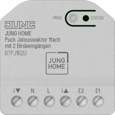 JUNG Jalousieaktor Unterputz BTPJ1B2U | 1-fach mit 2 Binäreingängen | Bluetooth Mesh | Smart Home | 700W | IP20 | Weiß
