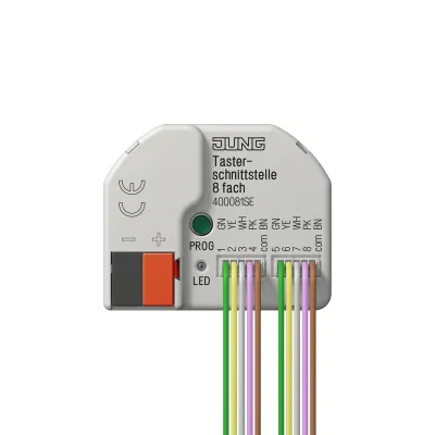 JUNG KNX Tasterschnittstelle 40008 1S E | 8-fach Binäreingang | Unterputz | LED-Ansteuerung | KNX Secure | IP20 | 21V DC