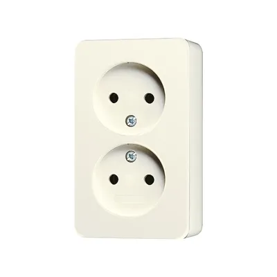 JUNG Zweifach-Steckdose 6010A | Aufputz | ohne Schutzkontakt | 2-fach | Duroplast | weiß glänzend | IP20 | 16A 250V
