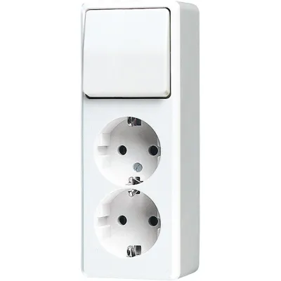 JUNG SCHUKO Zweifach-Steckdose 626 A WW | Aufputz | Wechselschalter | 2-fach | IP20 | 16A | Duroplast | alpinweiß