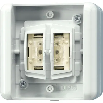 JUNG KNX Taster 2-fach 8472.01LEDW | Aufputz | Schalten | Jalousie | Dimmen | LED | IP44 | Schraubbefestigung | Weiß