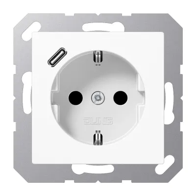 JUNG SCHUKO Steckdose A1520-18CWW | USB-C Ladefunktion | Schnellladegerät | Unterputz | erhöhte Sicherheit | alpinweiß