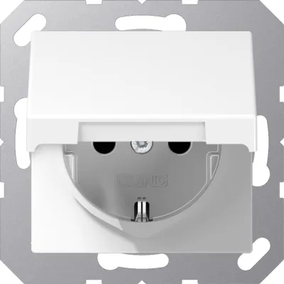 JUNG SCHUKO-Steckdose A1520BFKIKLWW | Unterputz | Klappdeckel | Berührungsschutz | bruchsicher | Thermoplast | alpinweiß