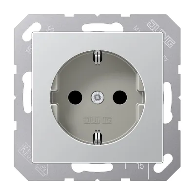 JUNG SCHUKO Steckdose A 1520 KI AL | Unterputz 16A 250V | Berührungsschutz | Federklemmen | Duroplast | Aluminium