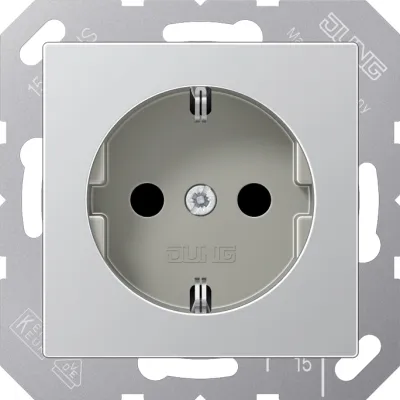 JUNG SCHUKO Steckdose A 1520 KI AL | Unterputz 16A 250V | Berührungsschutz | Federklemmen | Duroplast | Aluminium