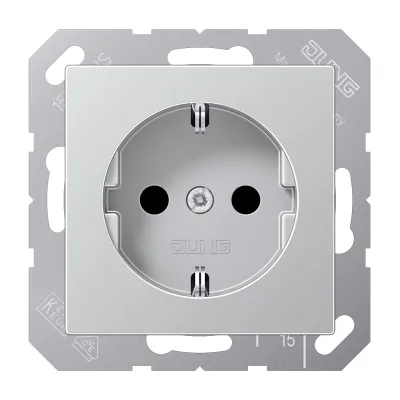JUNG SCHUKO Steckdose A 1520 KI AL | Unterputz 16A 250V | Berührungsschutz | Federklemmen | Duroplast | Aluminium