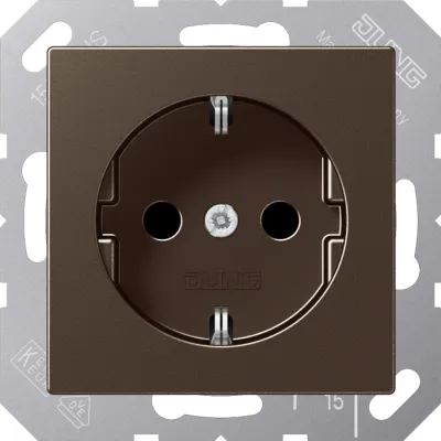 JUNG SCHUKO Steckdose A1520KIMO | Unterputz | 16A 250V | Berührungsschutz | Federklemmen | Duroplast | mokka