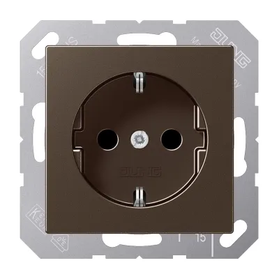 JUNG SCHUKO Steckdose A1520KIMO | Unterputz | 16A 250V | Berührungsschutz | Federklemmen | Duroplast | mokka