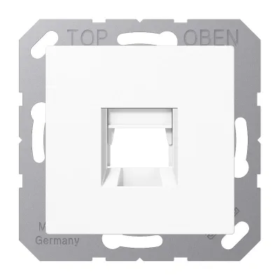 JUNG Abdeckung Modular-Jack 1-fach A1569-15WEWW | mit Tragring | Beschriftungsfeld | Thermoplast | glänzend | alpinweiß