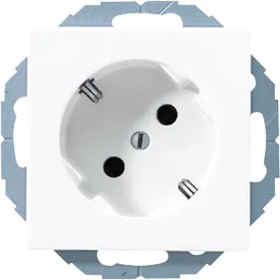 JUNG SCHUKO Steckdose A520-45KIWW | 45° Unterputz | 16A 250V | erhöhtem Berührungsschutz | Duroplast | alpinweiß