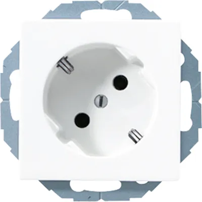 JUNG SCHUKO Steckdose A520-45KIWW | 45° Unterputz | 16A 250V | erhöhtem Berührungsschutz | Duroplast | alpinweiß