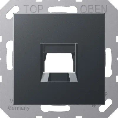 JUNG Abdeckung Modular-Jack 1-fach A1569-15WEANM | Keystone-Halterung | Thermoplast | anthrazit matt | 55x55 mm