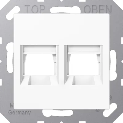 JUNG Abdeckung Modular-Jack 2-fach A1569-2ATWW | RJ45 Cat.3/5/6 | Tragring | Klemmbefestigung | Thermoplast | alpinweiß