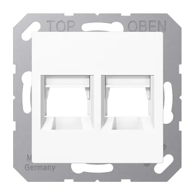 JUNG Abdeckung Modular-Jack 2-fach A1569-2ATWW | RJ45 Cat.3/5/6 | Tragring | Klemmbefestigung | Thermoplast | alpinweiß