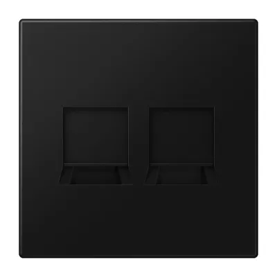JUNG Abdeckung Modular-Jack LS 1969-2 WE SWM | 2-fach | Tragring | Klemmbefestigung | Kunststoff | graphitschwarz matt