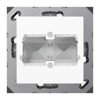 JUNG Abdeckung Modular-Jack A569-21ACSWW | Cat.5e vollgeschirmt | 2-fach | mit Tragring | Duroplast | alpinweiß