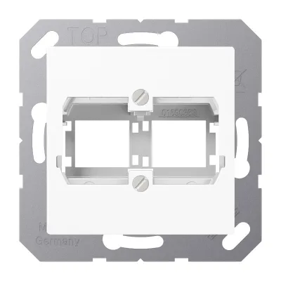 JUNG Abdeckung Modular-Jack A569-21ACSWW | Cat.5e vollgeschirmt | 2-fach | mit Tragring | Duroplast | alpinweiß