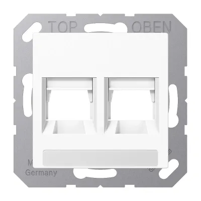 JUNG Abdeckung für Modular-Jack A 1569-2 NA WE WW | 2-fach | Klemmbefestigung | Kunststoff glänzend | alpinweiß RAL 9016