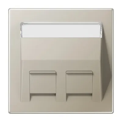 JUNG Zentralplatte Mod-Jack ES 569-30 BF PL-L | 2-fach | Klemmbefestigung | Edelstahl matt | beschriftbar | bruchsicher