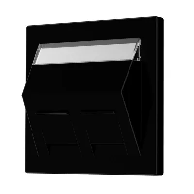 JUNG Abdeckung Modular Jack LS569-30BFPLSW | Zentralplatte 2-fach | Klemmbefestigung | glänzend | beschriftbar | schwarz