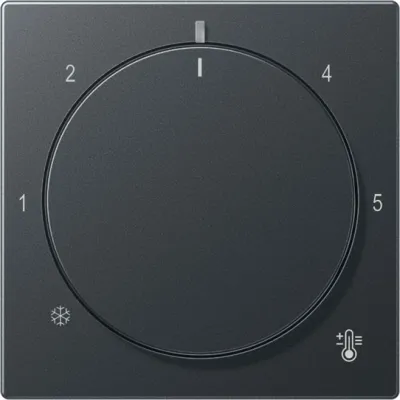 JUNG Abdeckung Thermostat A1749BFANM | Drehknopf | Thermoplast lackiert | Klemmbefestigung | 55x55 mm | anthrazit matt