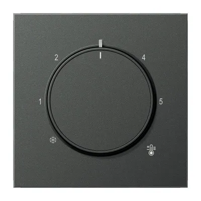 JUNG Abdeckung Thermostat AL1749AN | Drehknopf | Aluminium matt lackiert | 70x70 mm | anthrazit RAL 7016
