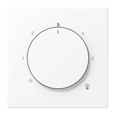 JUNG Abdeckung Thermostat LS1749BFWWM | Drehknopf | Thermoplast lackiert | 70x70 mm | Klemmbefestigung | schneeweiß matt