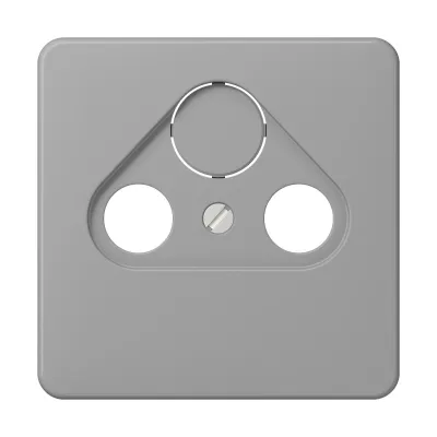 JUNG Abdeckung SAT-TV-Steckdose CD561SATGR | 3-Loch Zentralplatte | Thermoplast bruchsicher | glänzend | Aufputz | grau