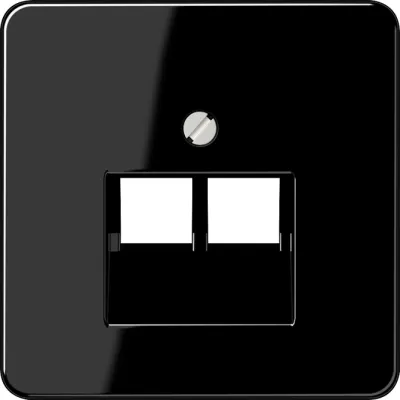 Jung Abdeckung für IAE/UAE-Anschlussdose CD569-2UASW | 2x8-polig | Cat.5e/6 | Aufputz | Duroplast | glänzend | schwarz