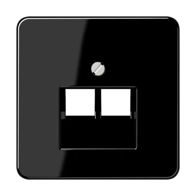 Jung Abdeckung für IAE/UAE-Anschlussdose CD569-2UASW | 2x8-polig | Cat.5e/6 | Aufputz | Duroplast | glänzend | schwarz